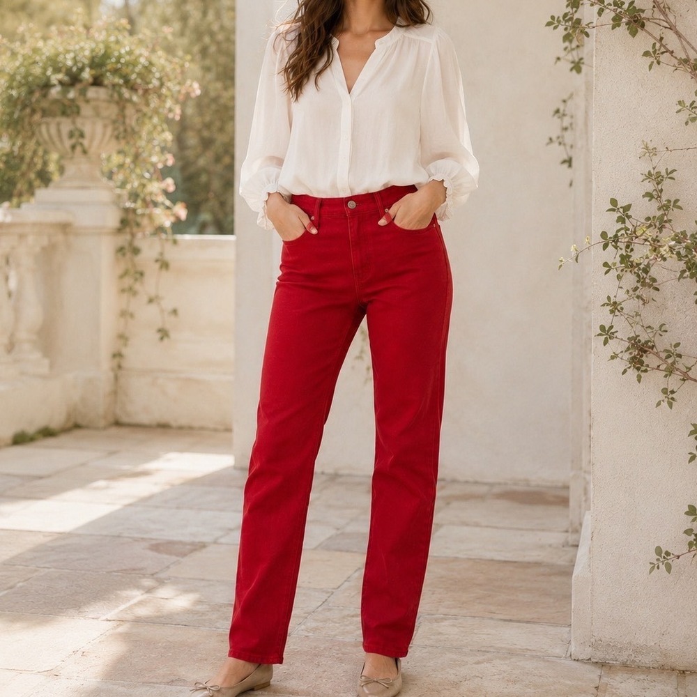 Mother The Dazzler Ankle Jeans Women 30 Mars Red High Rise Straight 1276-753